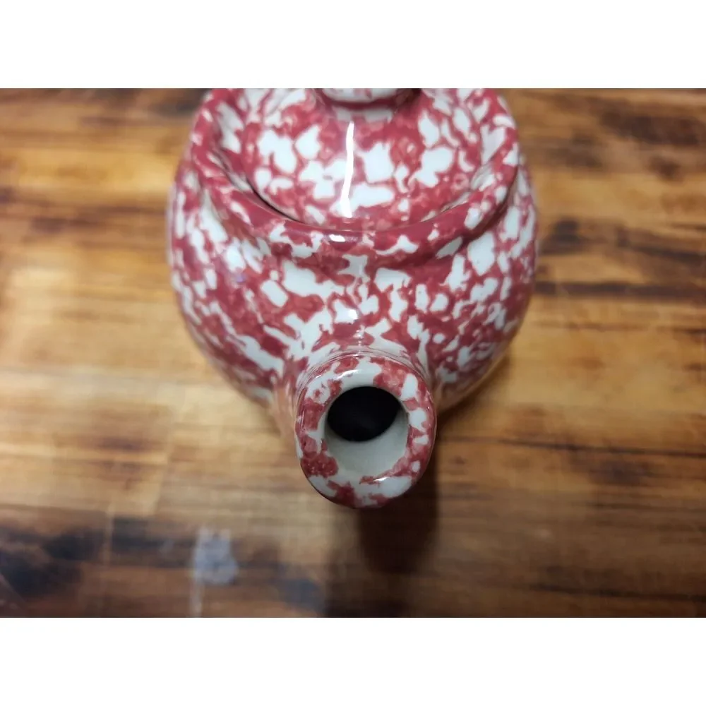 Roseville Rose Spongeware Pottery Workshops of Gerald Henn Mini Tea Pot‎